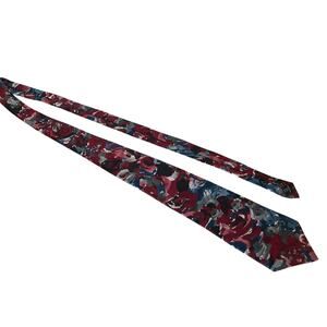 Vintage Tie Retro Towncraft Red Abstract Blue Made in USA 1990 Polyester